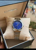 Casio Blue Dial Silver Stainless Steel Watch - Original