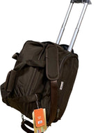 20-Inch Brown Trolley Duffel Bag – Side with Handle Extended