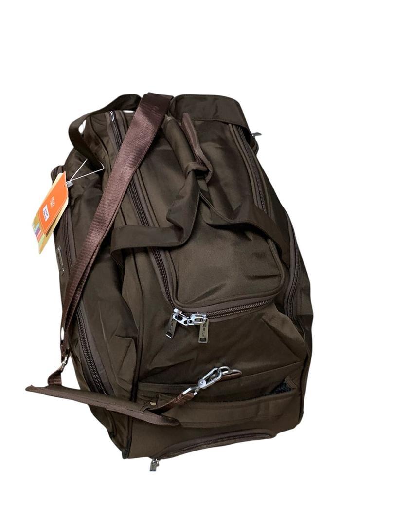 20-Inch Brown Trolley Duffel Bag – Top View