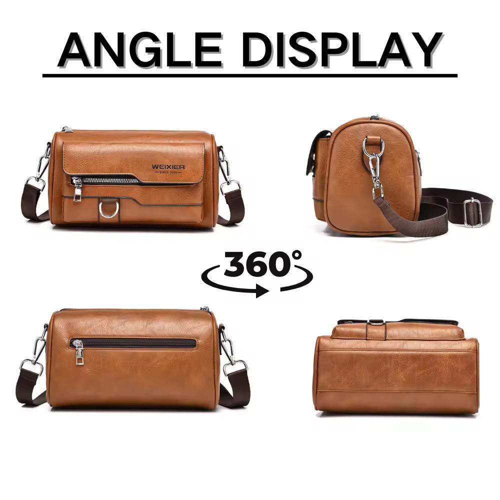 Weixier men's leather crossbody bag - 360 angle display