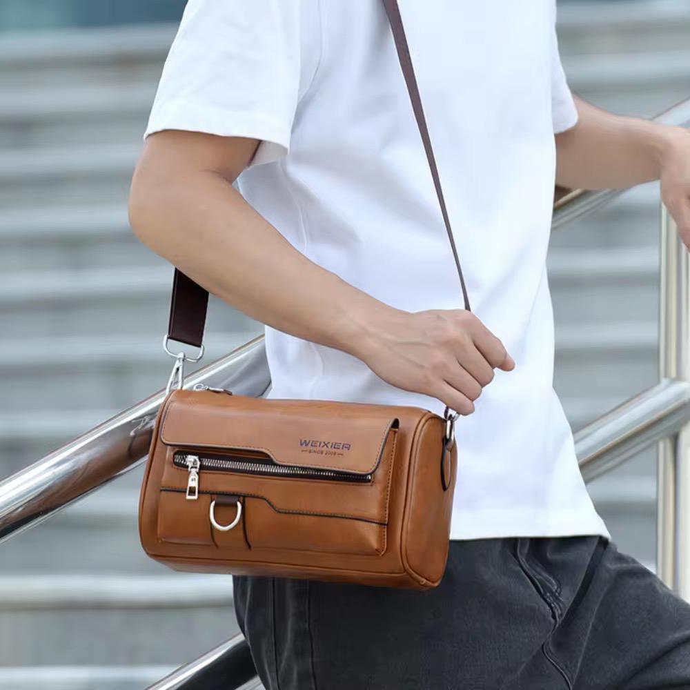 Weixier men's leather crossbody bag - lifestyle shot
