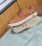 Men's Timberland Tan Leather Lace-Up Sneakers original photo