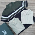 Men's Designer Polo Shirt - Olive and Grey