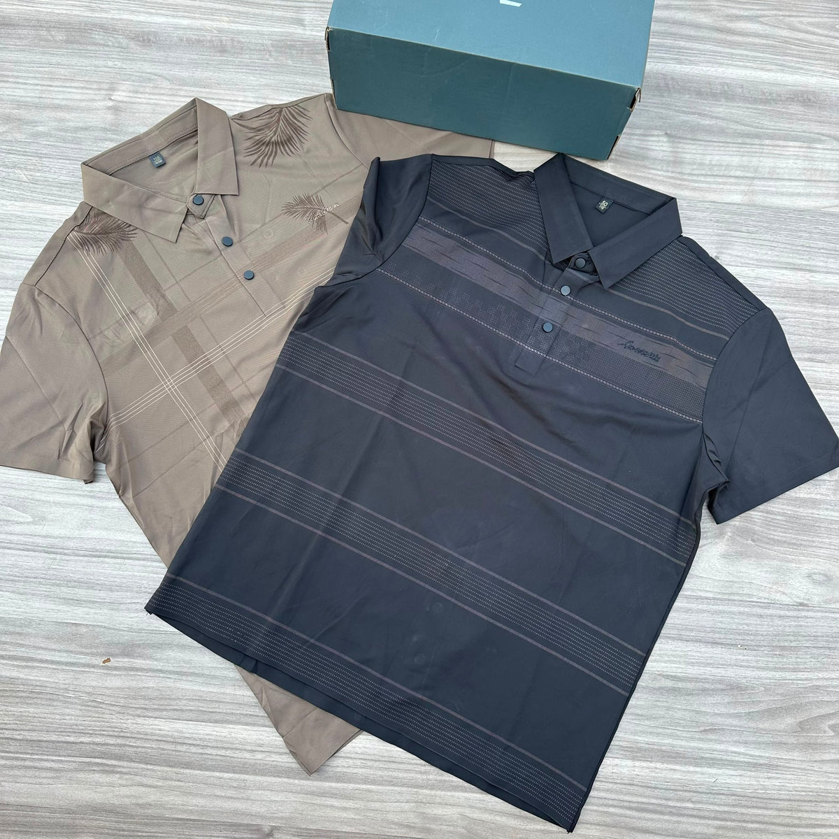 Men's Designer Polo Shirt - Black and Khaki