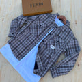 Fendi Glen Plaid Tweed Jacket in black and white with snap buttons