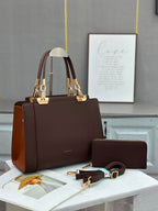 Chrisroby handbag set in brown with wallet and shoulder strap