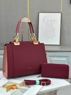 Chrisroby handbag set in burgundy with wallet and shoulder strap