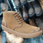 Men's Tan Leather Ankle Boots - hand held view