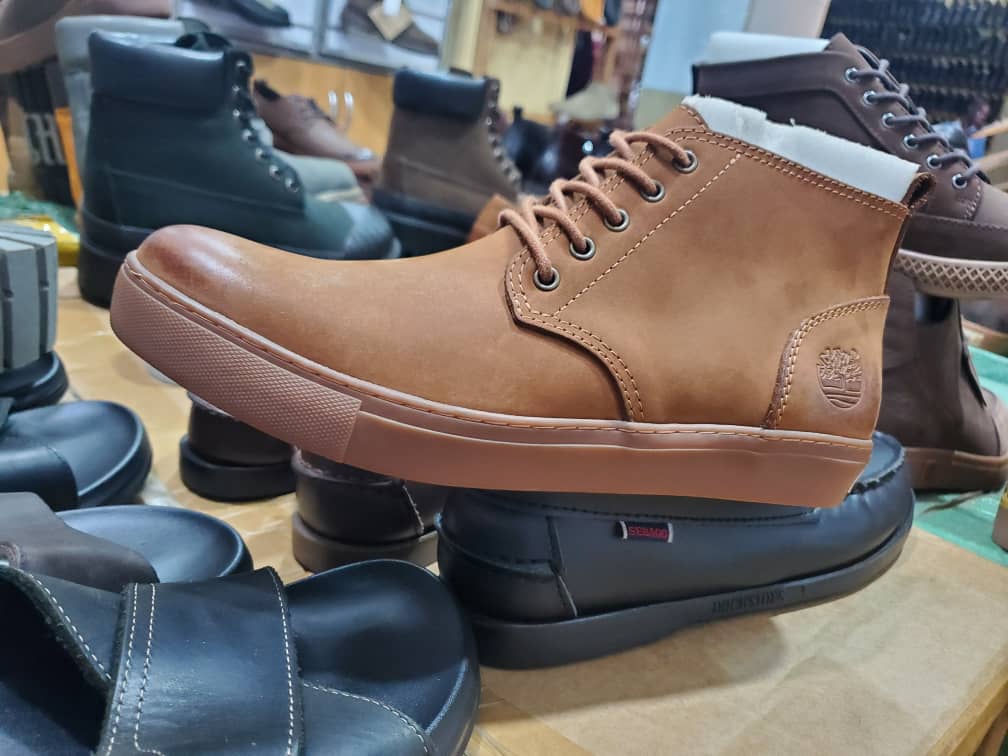 Men's Tan Leather Ankle Boots - store display
