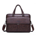 Jeep Buluo dark brown leather briefcase bag - front view on white background