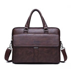 Jeep Buluo dark brown leather briefcase bag - front view on white background