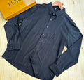 Men's dark navy striped long sleeve button shirt with Fendi box