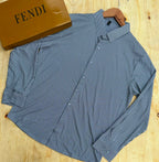 Men's blue striped long sleeve button shirt with Fendi box