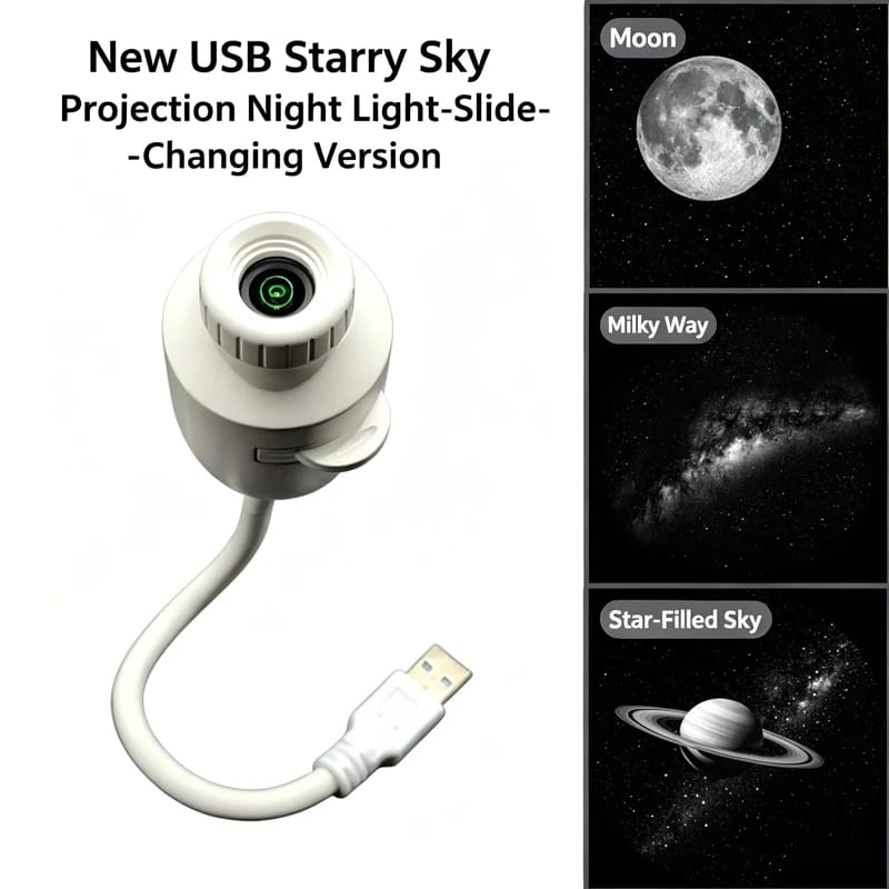 USB Starry Night Light projection examples - Moon, Milky Way, Star-Filled Sky