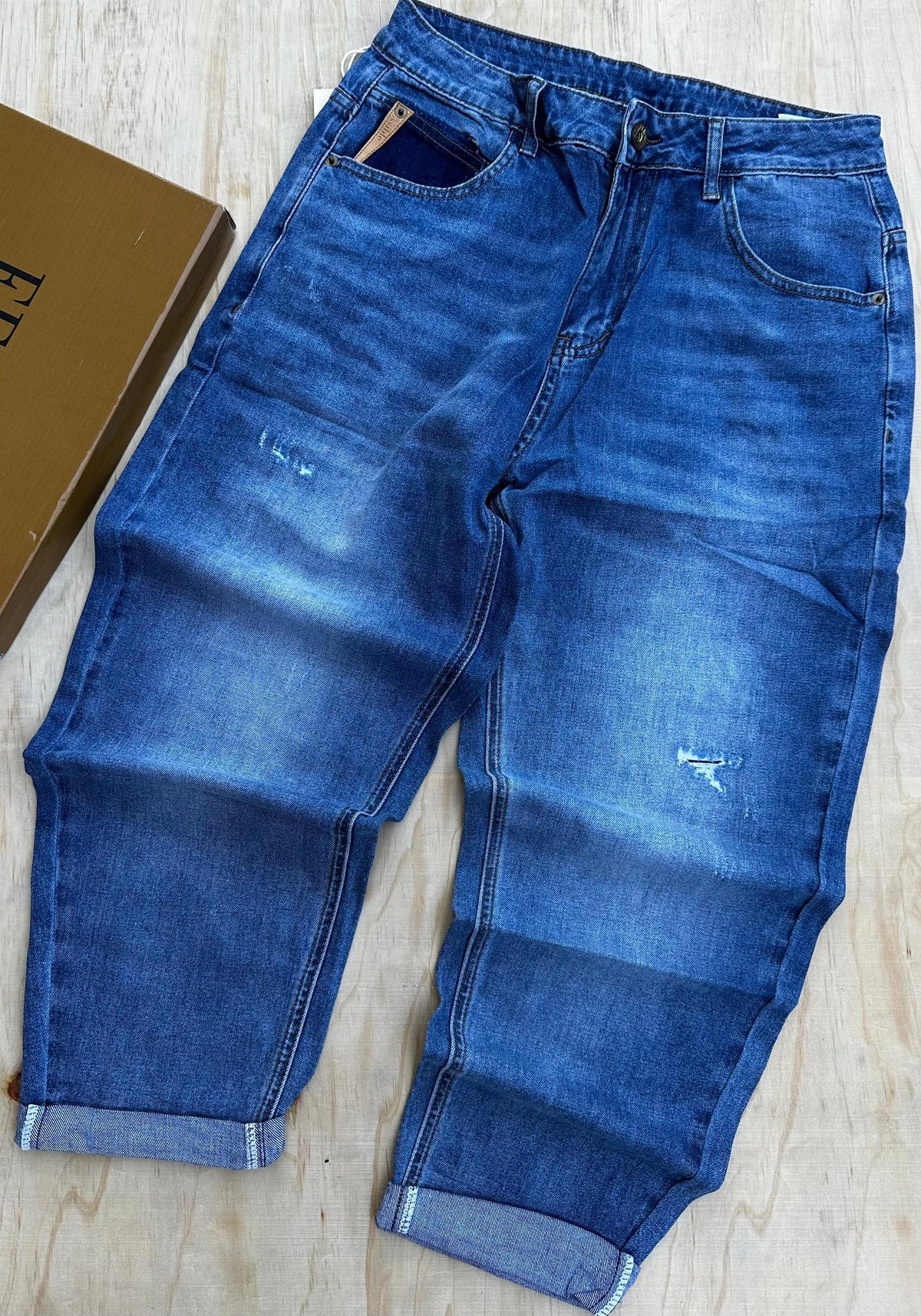 Blue Distressed Denim Jeans - Original
