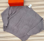 Men's Camel Ribbed Knit Sweater White Sleeve Stripe
