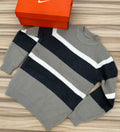 Men's Camel Ribbed Knit Sweater – White Sleeve Stripe