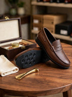 Men's Brown Leather Penny Loafers - Lifestyle