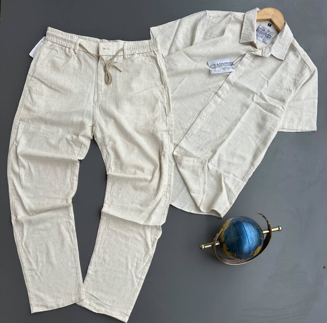 Men's Cream Linen 2-Piece Set - Product