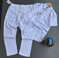 Men's White Linen 2-Piece Set - Product