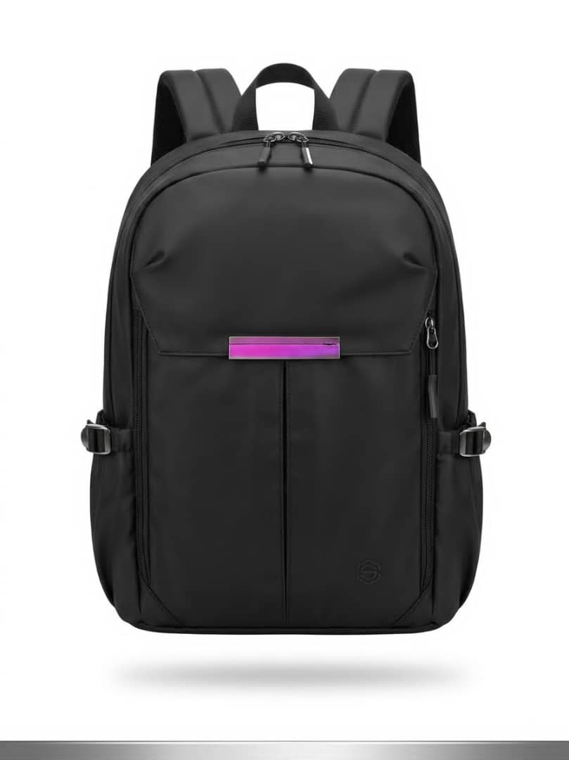 Black Everyday Backpack with Purple Accent