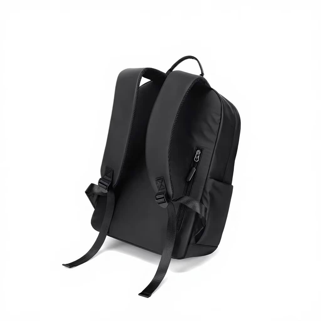 Black Minimalist Backpack with Vertical Front Zip