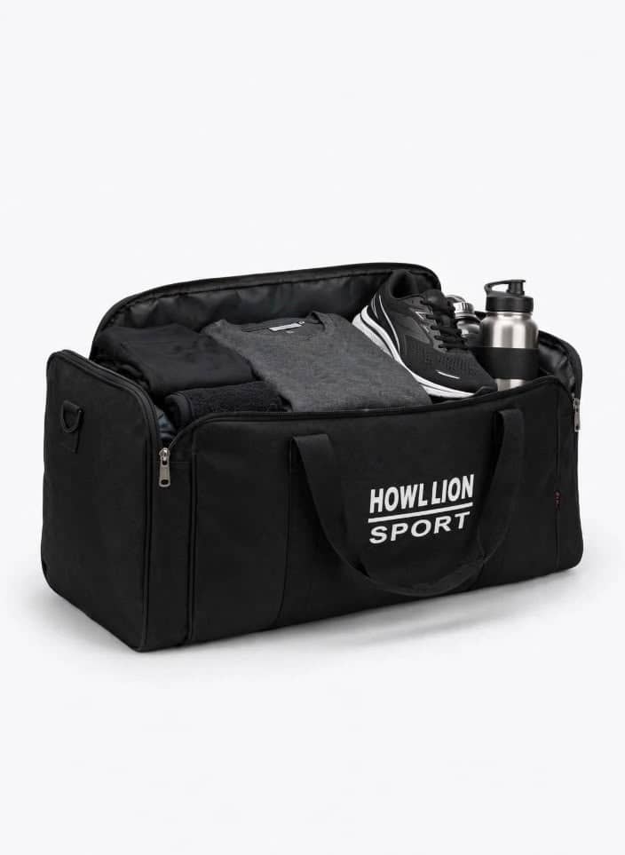 Black HOWLLION Sport Gym & Travel Duffel Bag