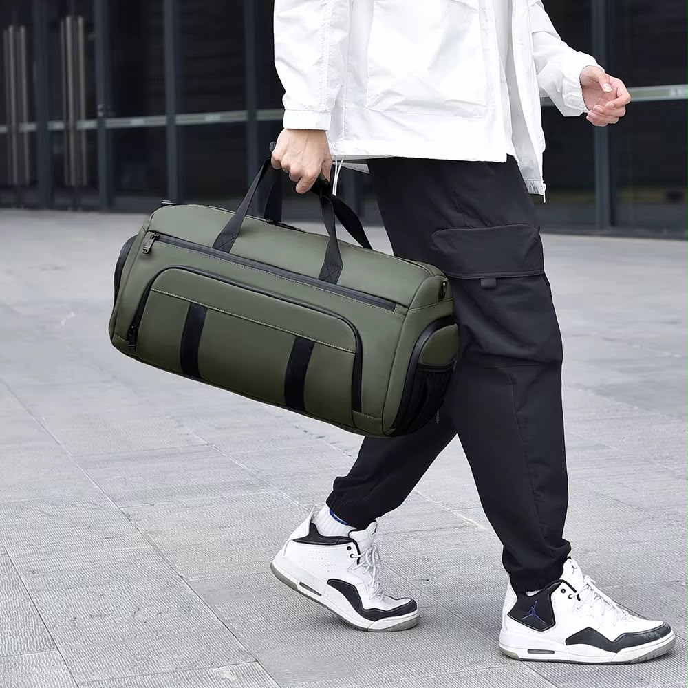 Travel & Gym Duffel Bag – Olive & Grey