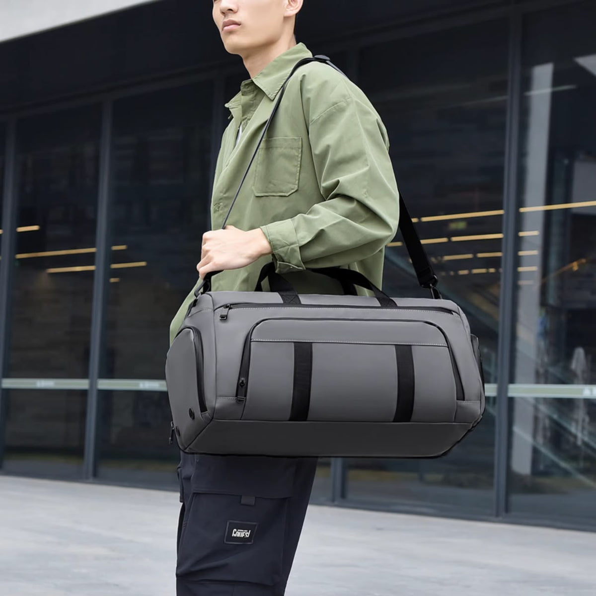 Travel & Gym Duffel Bag – Olive & Grey