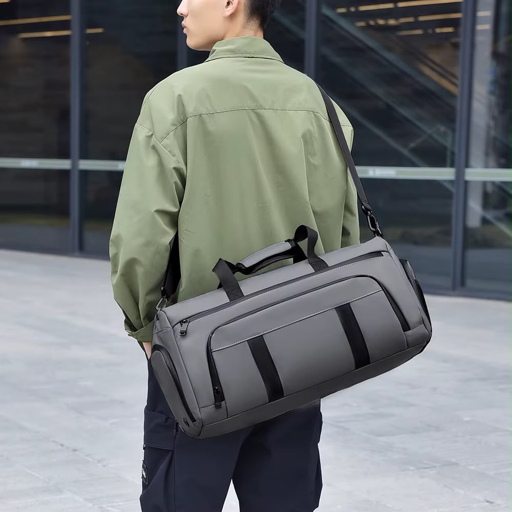 Travel & Gym Duffel Bag – Olive & Grey