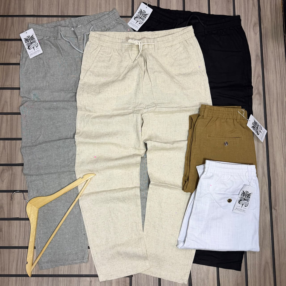 Men’s Elastic-Waist Drawstring Trousers – Each color