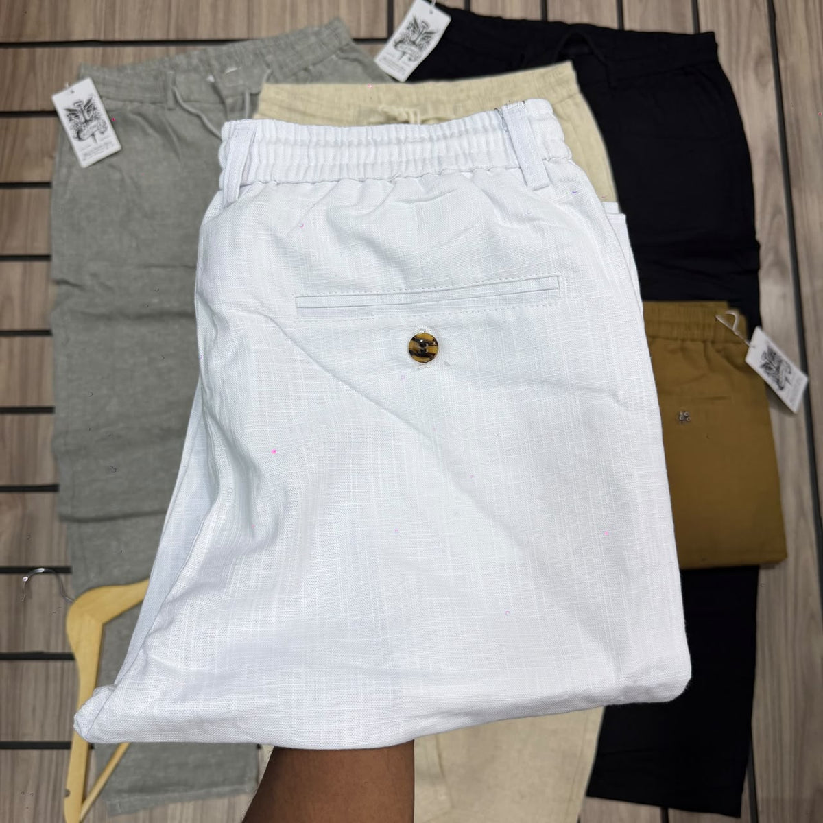 Men’s Elastic-Waist Drawstring Trousers – Each color