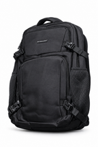 Backpack front view on white background
