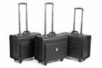 Black Leather Pilot Suitcases White Background