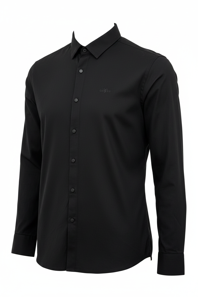 Black Long Sleeve Shirt - White BG