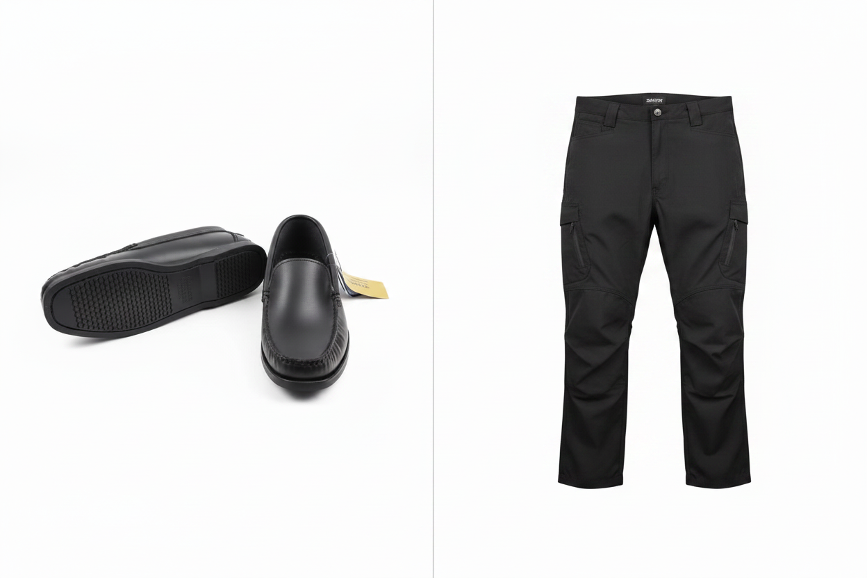 Black Sebago + Black Cargo Pants Combo - Full Length