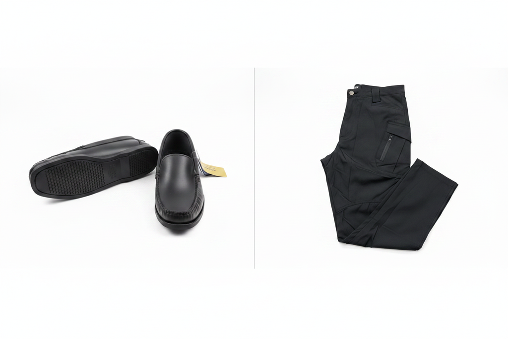 Black Sebago + Black Cargo Pants Combo