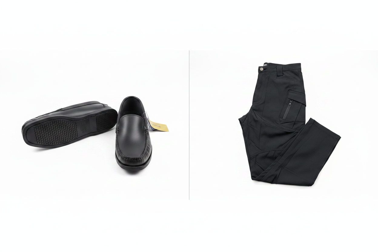 Black Sebago + Black Cargo Pants Combo
