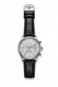 Black-strap watch on a white background