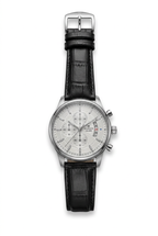 Black-strap watch on a white background