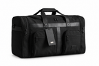 Black travel bag on a pure white background