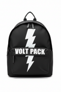 Designer Lightning Bolt Black Backpack White Background