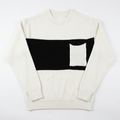 White and black colour-block pocket sweater on white background