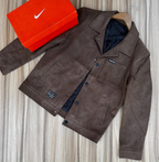 Original photo of brown Frontier snap-button jacket with black quilted lining