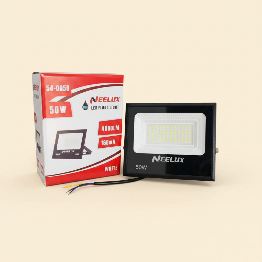 Neelux 50W LED flood light with box - cream background