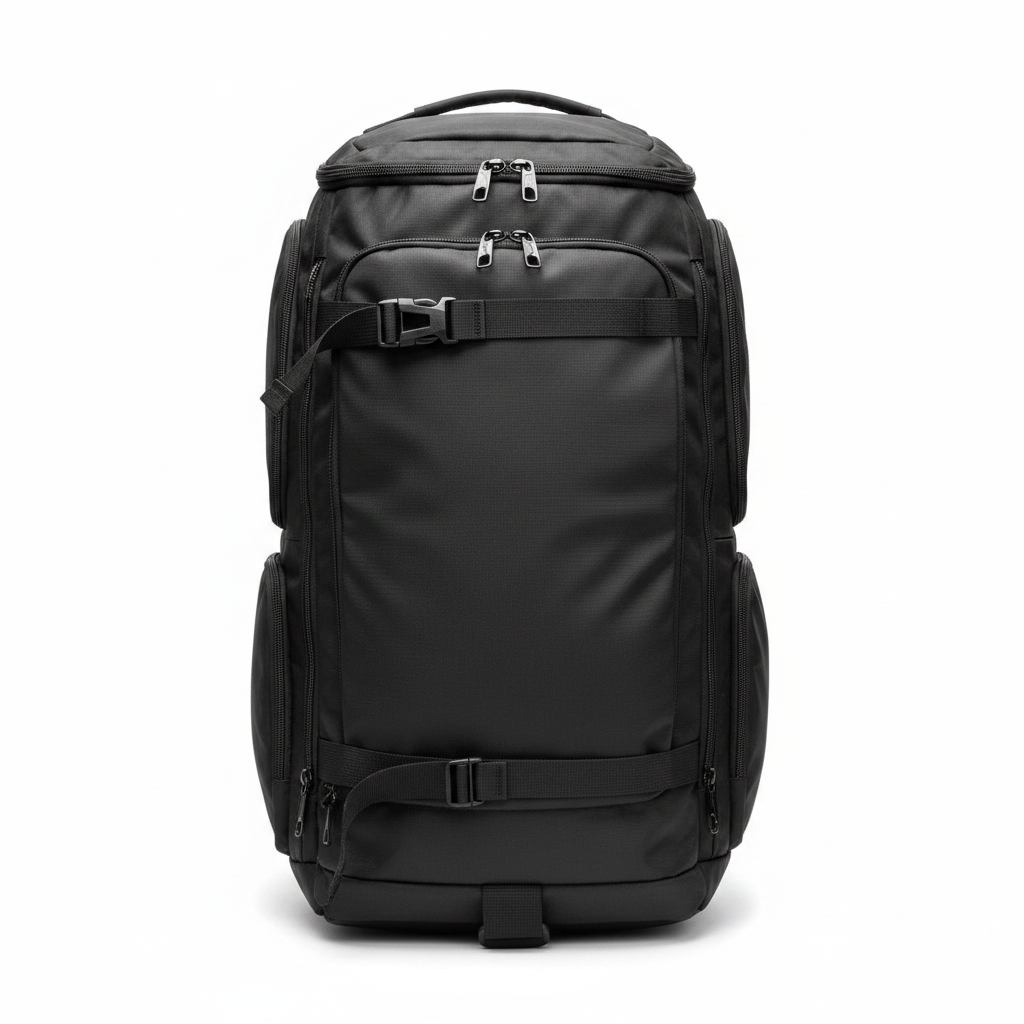 Black Waterproof Travel Gym Bag – Backpack Front View