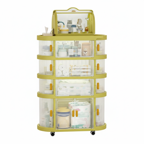 5-Tier Baby Storage Cabinet Trolley green on white background