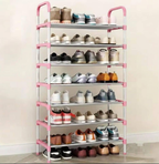 8-Layer Pink Shoe Rack - lifestyle