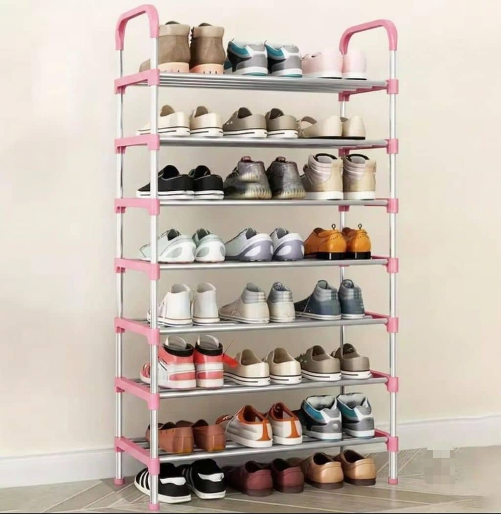 8-Layer Pink Shoe Rack - lifestyle