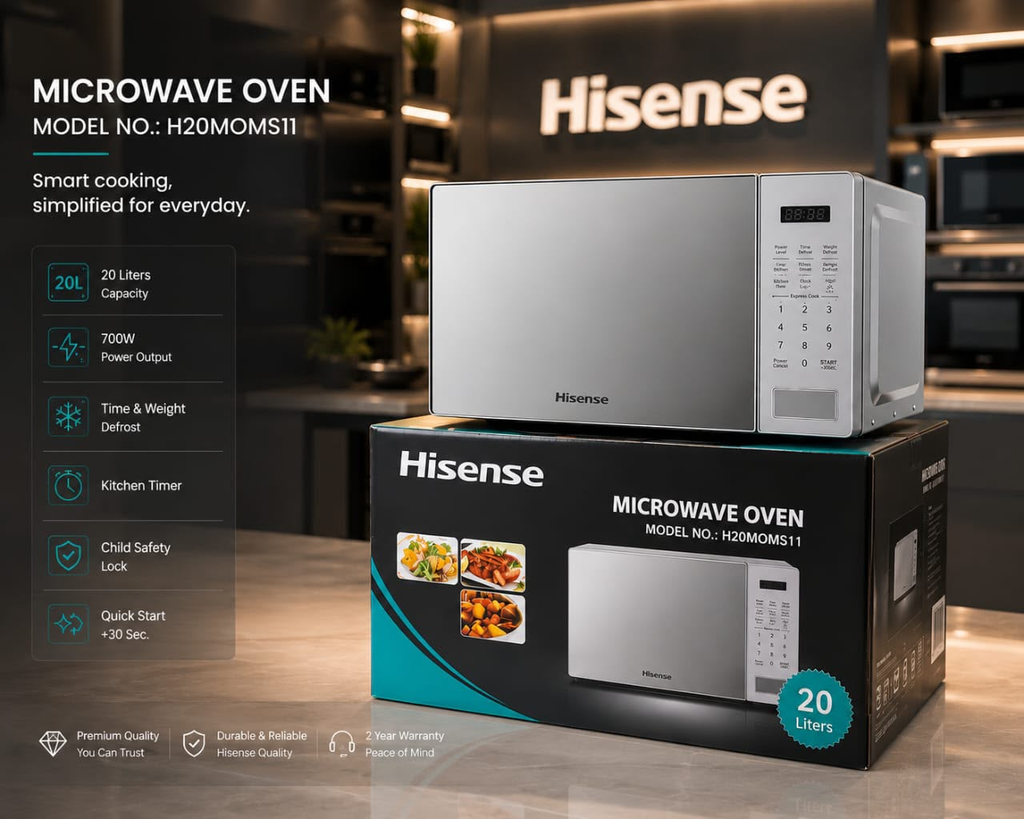 Hisense 20L Microwave Oven H20MOMS11 | 700W | Child Safety Lock | 2 Year Warranty